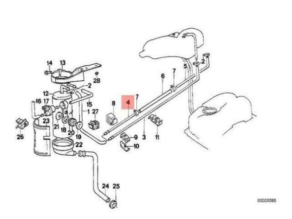 16131180106 - OEM BMW E32 ACTIVATED CHARCOAL FILTER/TUBING VENT PIPE 16131180106 GENUINE NEW
