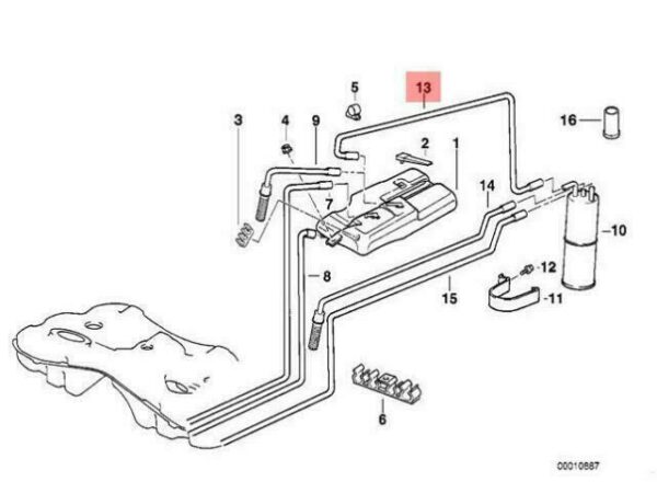 16131182177 - OEM BMW E38 SALOON ACTIVATED CARBON CONTAINER PIPE 16131182177 GENUINE NEW