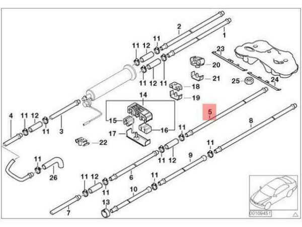 16131182245 - OEM BMW E38 SEDAN FUEL FEED VENT PIPE 16131182245 GENUINE NEW