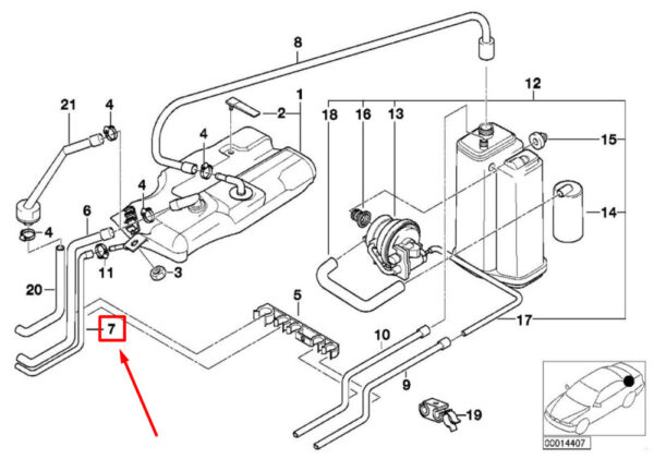 16131183818 - NEW BMW 5 E39 FUEL TANK BREATHER LINE 16131183818 1183818 ORIGINAL