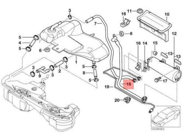 16132229414 - OEM BMW E46 CONVERTIBLE COUPE VENT PIPE 16132229414 GENUINE NEW