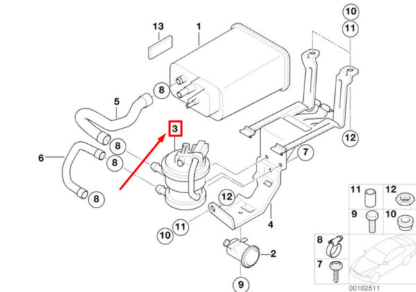 16136801158 - NEW MINI COOPER R50, R53 FUEL LEAK DIAGNOSIS PUMP USA 16136801158 ORIGINAL