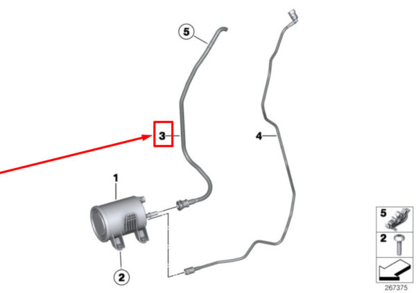 16137270982 - BMW F30 F30N ACTIVATED CHARCOAL FILTER FUEL VENTILATION LINE 16137270982