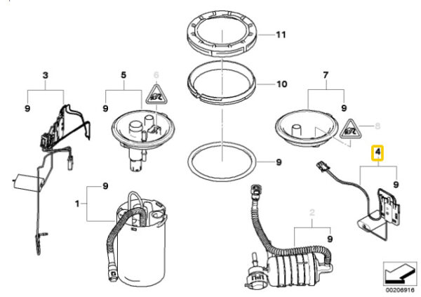 16146766165 - NEW BMW X3 SERIES E83 LEFT FUEL MIRROR SENSOR 6766165 04-09 GENUINE