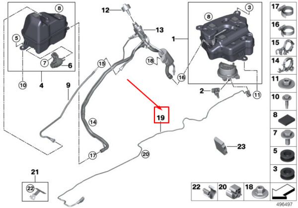 16197377948 - BMW 5 Touring G31 Dosing Line 16197377948 NEW ORIGINAL