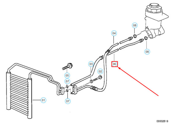 17111704409 - BMW 7 E38 engine oil cooler hose outlet 17111704409 1704409 NEW REAL