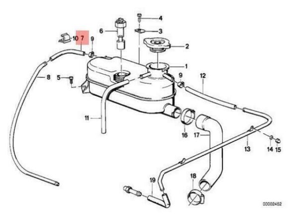 17112225399 - OEM BMW CMSP E30 COUPE RADIATOR EXPANSION TANK HOSE 17112225399 GENUINE NEW