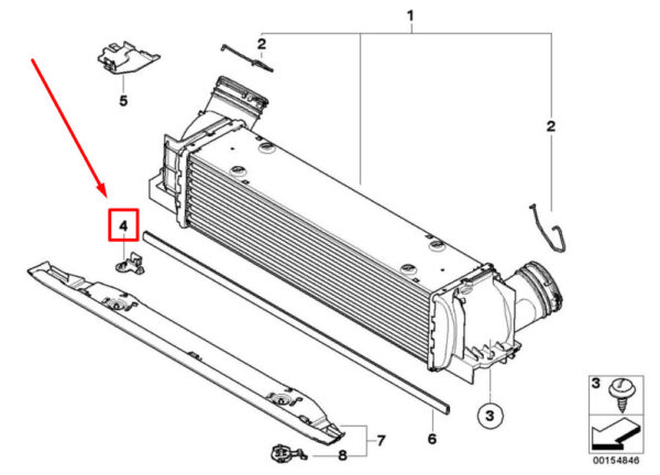 17117521783 - BMW 1 E88 radiator fan mounting clip 17117521783 7521783 NEW ORIGINAL