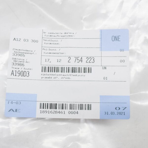 17122754223 - MINI R56 Coolant Pipe Hose 17122754223 Gasoline 1.6 NEW REAL
