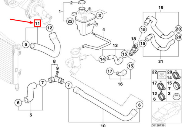 17127515989 - NEW OEM MINI COOPER R50 UPPER RADIATOR HOSE 17127515989 GENUINE