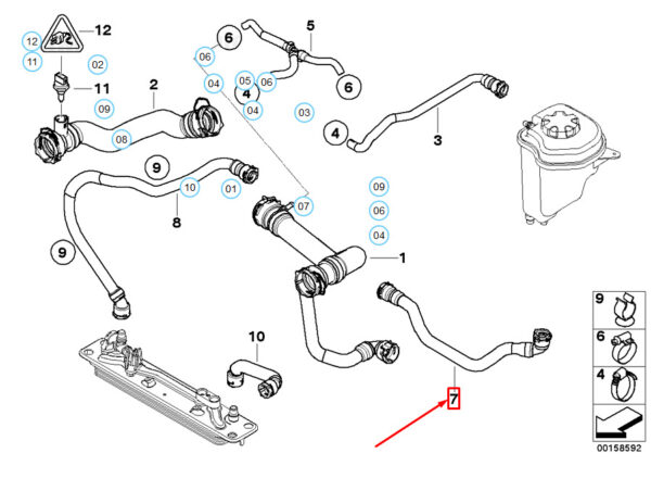 17127536232 - NEW BMW X5 E70 RADIATOR COOLING HOSE 17127536232 7536232