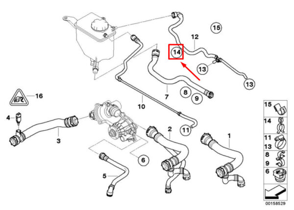 17127541810 - NEW BMW E60 E61 E63 E64 COUPE RADIATOR COOLING HOSE CLAMP 17127541810 GENUINE