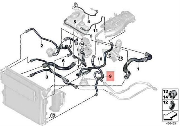 17127555633 - OEM BMW F30 330E SEDAN COOLANT FEED LINE 17127555633 NEW