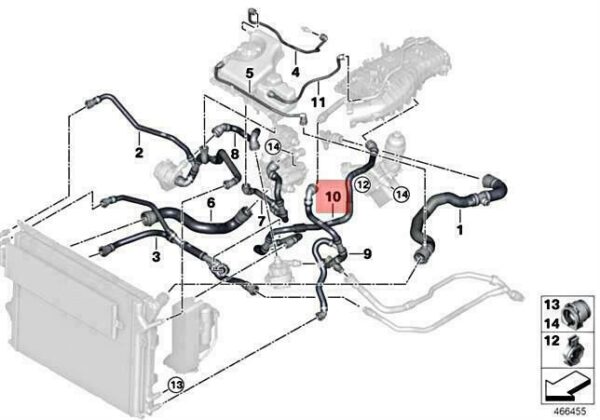 17127555634 - OEM BMW F30 330E SEDAN COOLANT RETURN LINE 17127555634 NEW