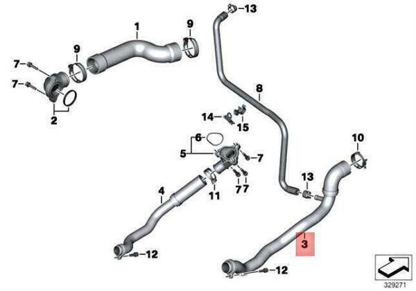 17127723652 - OEM BMW K48 K61 0F53 0611 0F11 0612 COOLANT HOSE RETURN 17127723652 GENUINE