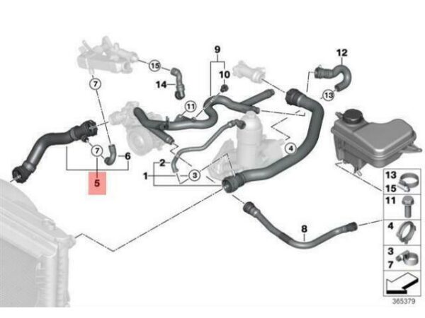 17127787451 - OEM RADIATOR COOLANT HOSE BMW E60 E61 530D SALOON TOURING 17127787451 GENUINE