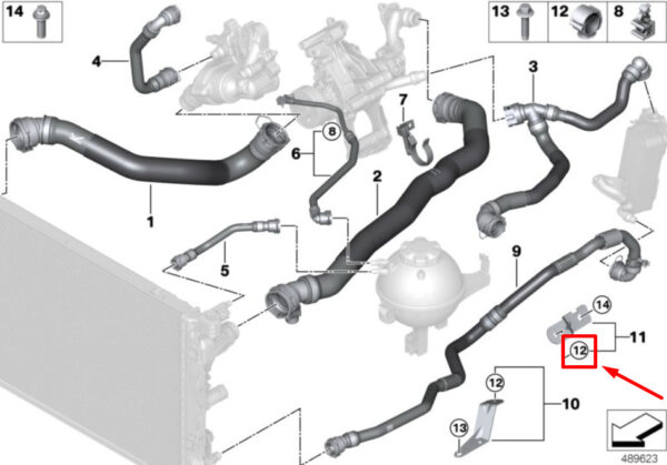 17127807844 - BMW 5 Touring G31 engine cooling hose clamp 17127807844 7807844 NEW ORIGINAL