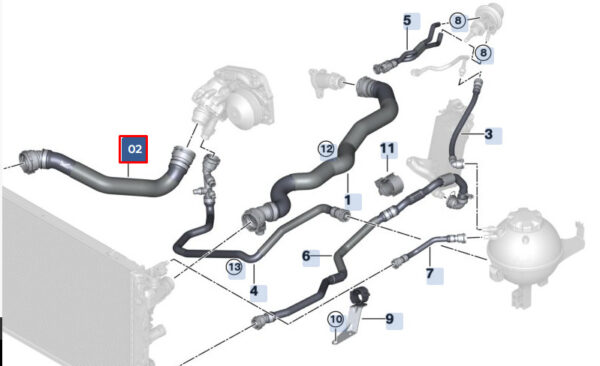 17128572911 - BMW 7 G11 coolant hose right 17128572911 NEW ORIGINAL