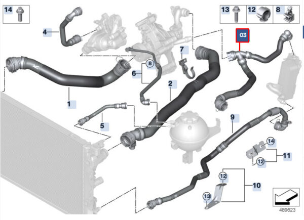 17128592808 - BMW 5 G30 oil cooler transmission hose 17128592808 8592808 NEW original