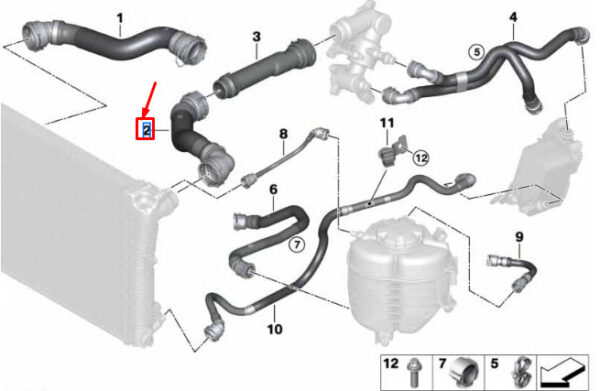 17128598376 - BMW 4 Convertible G23 Engine Coolant Pump Hose 17128598376 NEW GENUINE