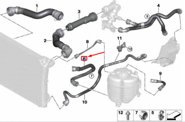 17128598379 - BMW 4 Convertible G23 Engine Coolant Pump Hose 17128598379 NEW GENUINE