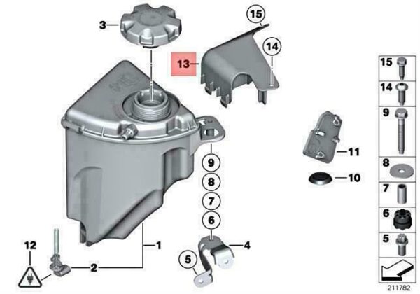 17137591903 - OEM BMW F10 F11 F12 F13 550I 650I CABRIO BRACKET EXPANSION TANK 17137591903 NEW