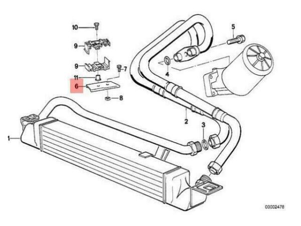 17211712232 - OEM BMW E32 E34 SEDAN WAGON OIL COOLER PIPE BRACKET 17211712232 GENUINE NEW
