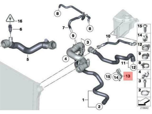 17217576019 - OEM BMW F01 F01N F02 F02N COOLANT HOSE RETURN LINE HOLDER 17217576019 GENUINE