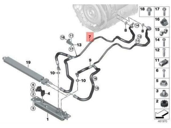 17217850110 - OEM BMW F85 F86 TRANSMISSION OIL COOLER LINE FLOW HOSE 17217850110 GENUINE NEW