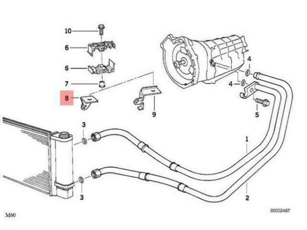 17221723787 - OEM BMW E32 E34 SEDAN WAGON OIL COOLER PIPE BRACKET 17221723787 GENUINE NEW