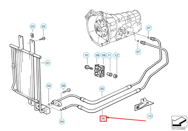 17221728758 - NEW BMW 5 E34 TRANSMISSION OIL COOLER HOSE PIPE OUTLET 17221728758 OEM