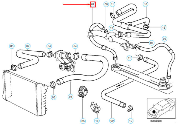 17221728944 - NEW BMW 5 E34 HEATER RETURN HOSE 17221728944 1728944 OEM