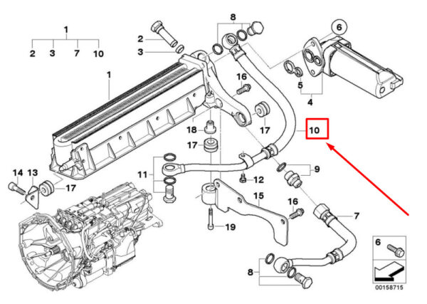 17222283113 - NEW BMW 5 E60 TRANSMISSION OIL COOLER LINE 17222283113 2283113 ORIGINAL