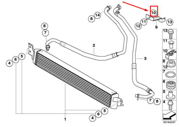 17222283586 - NEW BMW E90 F12 ENGINE OIL COOLER LINE BRACKET BRACKET 17222283586 08-19