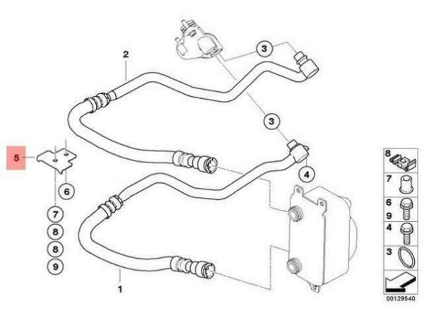 17227528610 - OEM BMW E60 E63 E64 645CI ENGINE OIL COOLER LINE BRACKET 17227528610 GENUINE