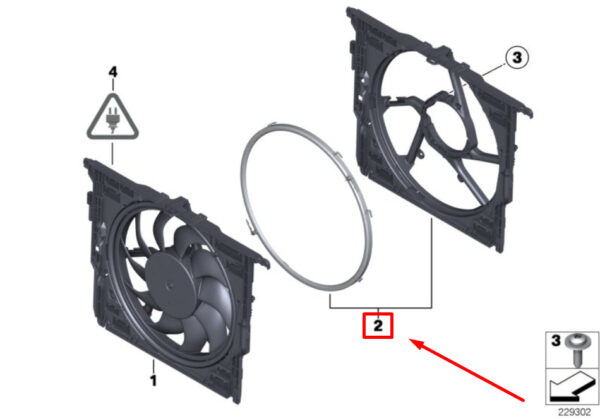 17427953225 - NEW BMW X7 G07 FAN COWL W/ACOUSTIC RING 17427953225 7953225 ORIGINAL