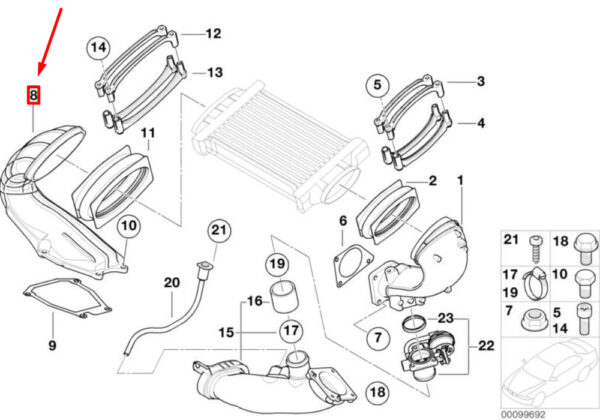 17511523431 - MINI CONVERTIBLE R52 Air Cooling Channel for Front Loader 17511523431 NEW REAL