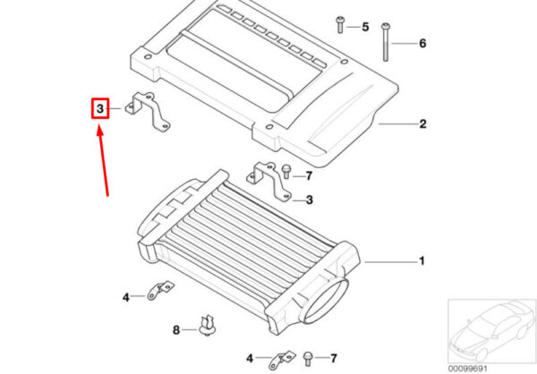 17517511947 - NEW MINI COOPER S CONVERTIBLE R52 COOLER SUPPORT HANGER 17517511947 ORIGINAL