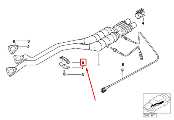 18101433249 - BMW 3 E46 upper exhaust system holding ladder 18101433249 1433249 NEW ORIGINAL