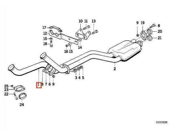 18111709462 - OEM BMW E32 E34 SEDAN EXHAUST PIPE 18111709462 GENUINE NEW