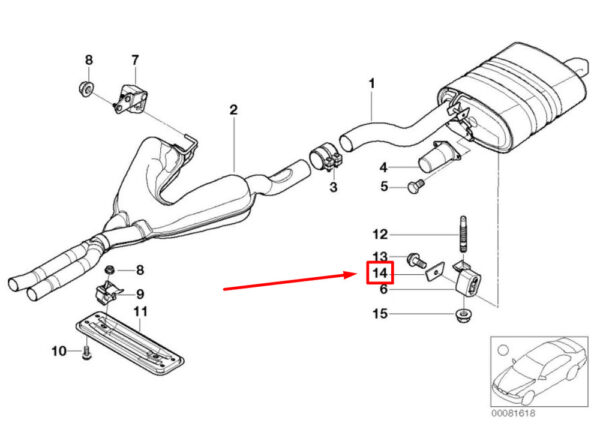18201435402 - NEW BMW 5 E39 REAR MUFFLER MID CLASS 18201435402 1435402 ORIGINAL