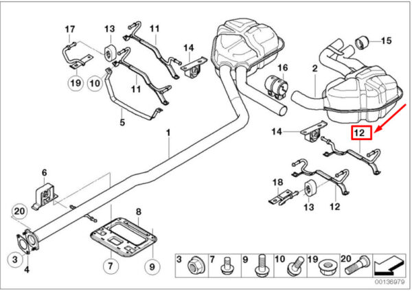 18201490023 - MINI COOPER S R53 exhaust clamp rear upper left 18201490023 NEW REAL