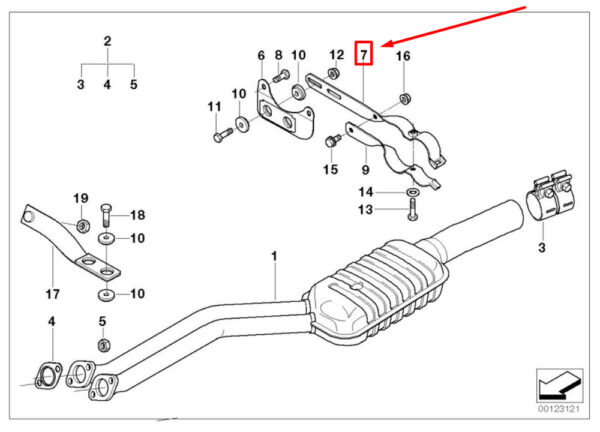 18207500187 - BMW 5 E39 exhaust holder 18207500187 7500187 NEW ORIGINAL