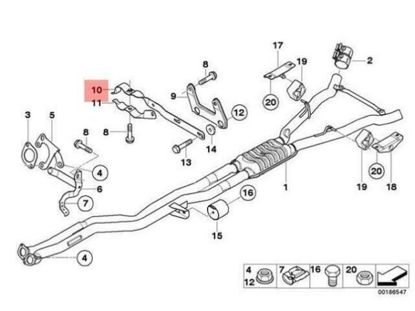 18207535139 - OEM BMW E63 E64 CABRIO COUPE FRONT PIPE EXHAUST BRACKET 18207535139 GENUINE