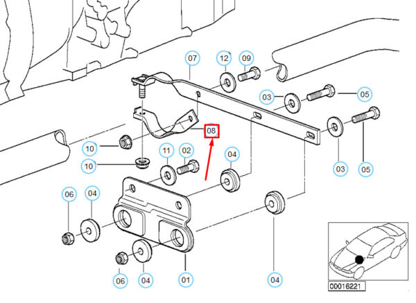 18207546288 - BMW 3 E46 exhaust suspension support shackle  18207546288 NEW REAL