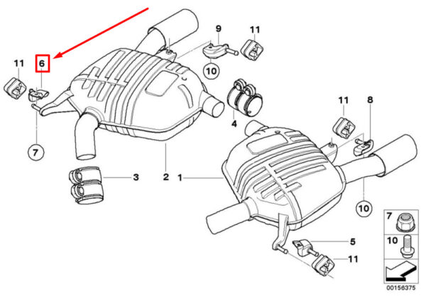 18207571004 - BMW 3 convertible E93 exhaust bracket rear right 7571004 18207571004 NEW ORIGINAL
