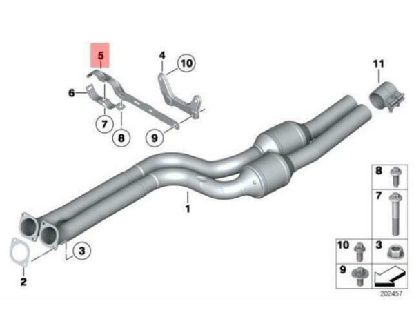 18207586700 - OEM BMW E89 ROADSTER FRONT PIPE EXHAUST BRACKET 18207586700 GENUINE NEW