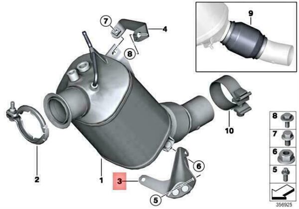 18208572331 - OEM BMW X3 F10 F11 F20 HOLDER CATALYTIC CONVERTER NEAR ENGINE 18208572331 NEW