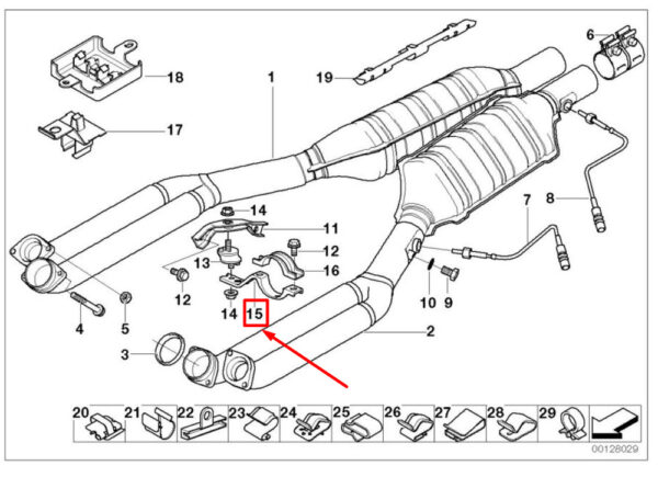 18211715871 - BMW 7 E38 Left Exhaust Pipe Bracket 18211715871 1715871 NEW GENUINE
