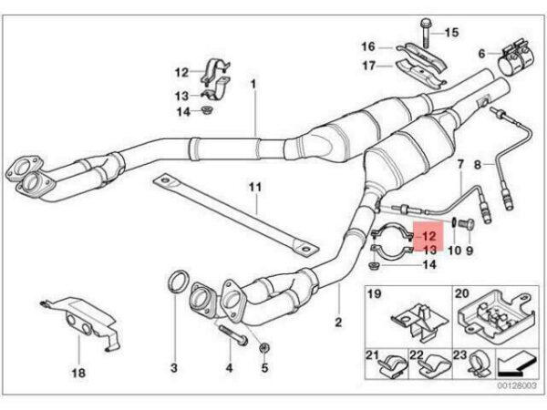 18301436757 - OEM BMW E38 SEDAN EXHAUST CATALYTIC CONVERTER PIPE CLAMP 18301436757 GENUINE
